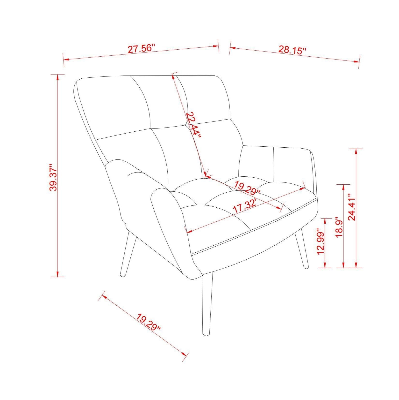 Modern Single Sofa Armchair with High Backrest Comfy Reading Chair for Small Spaces/Living Room/Bedroom/Apartment (COLOR:PINK)