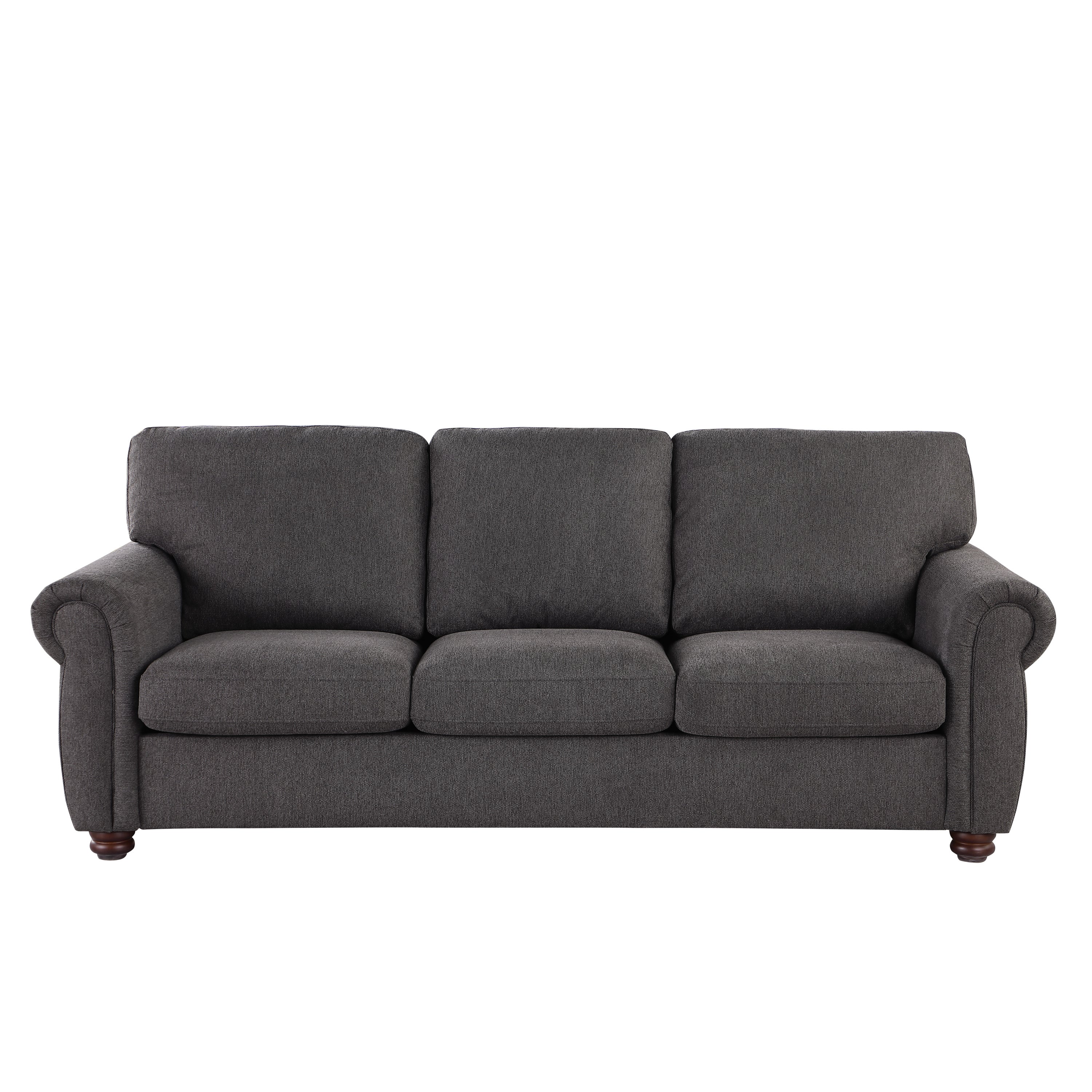 3-Seater Black Chenille Sofa