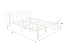 Queen Size Metal Bed Frame with Headboard and Footboard White