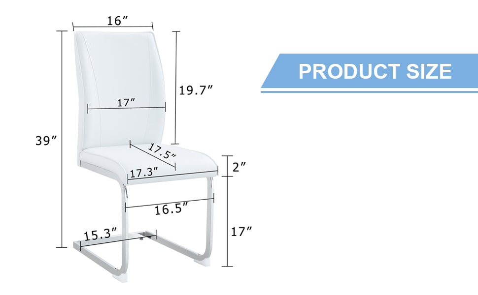 White PU Arch Dining Chair - Set of 4 with High Resilience