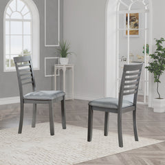 Wooden Dining Chairs Set of 4, Kitchen Chair with Padded Seat, Upholstered Side Chair for Dining Room, Living Room, Gray