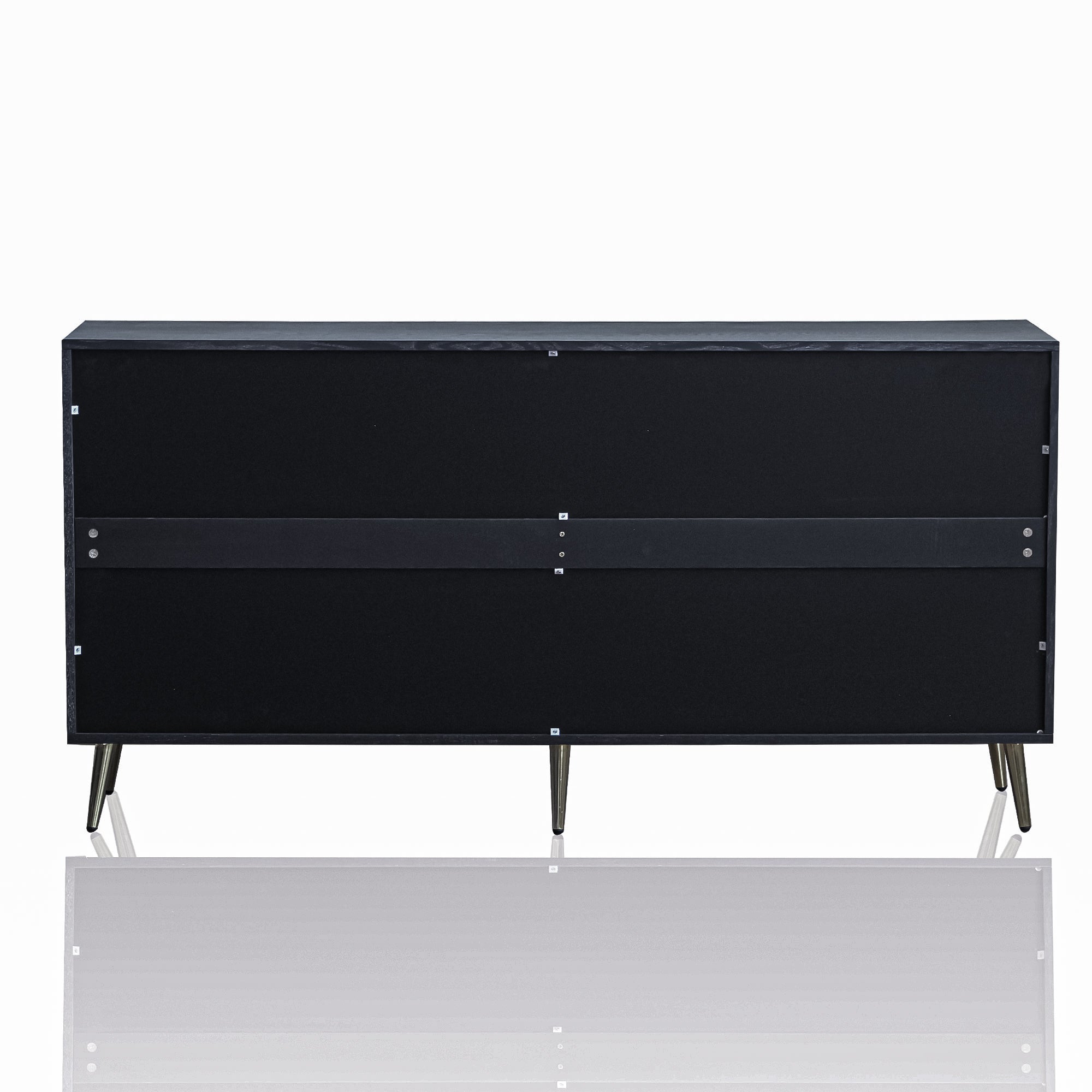 Modern Lacquered 4 Door Wooden Cabinet Sideboard Buffet Server Cabinet Storage Cabinet, for Living Room, Entryway, Hallway, Office, Kitchen and Dining Room, Distressed Black