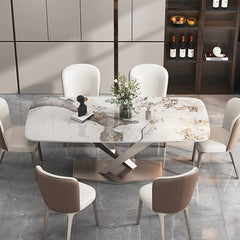 Luxurious Dining Table Rectangle Marble Top with X-Base – Perfect Decor for Diningroom jh-062