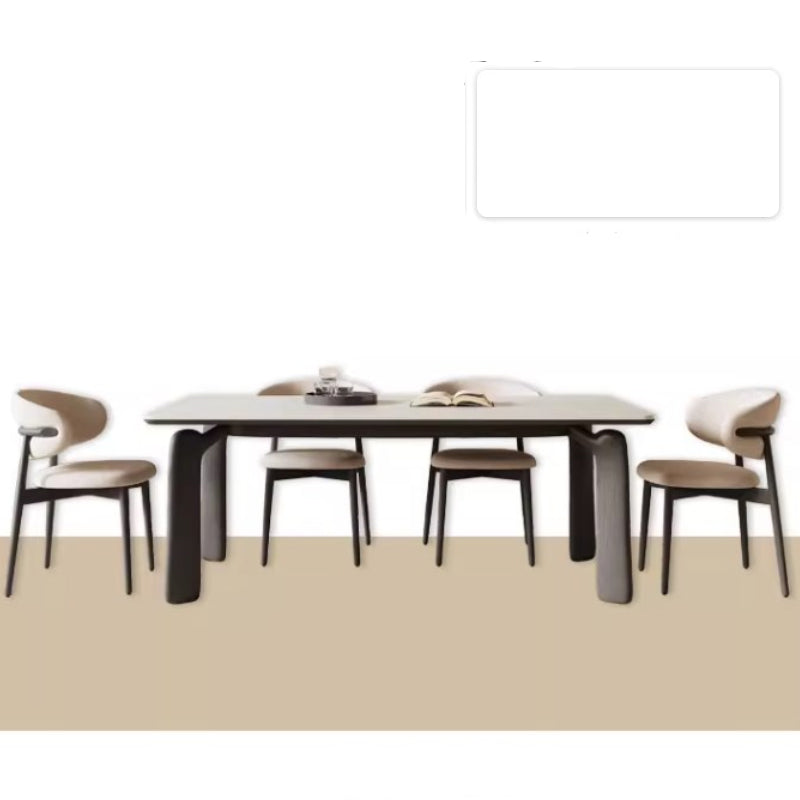 Minimalistic Rectangular Ash Wood Dining Table with Sintered Stone  for 6-8 Persons fsm-309