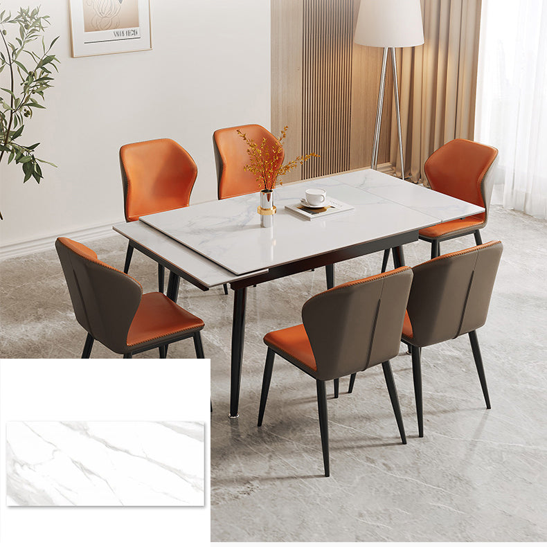 Extendable Rectangular Dining Table with Sintered Stone Top for 6-8 Person fmbs-011