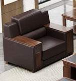 Luxurious Black & Light Brown Faux Leather Sofa with Solid Wood Frame fsj-1034