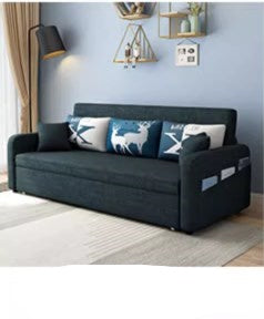 Stylish Cotton-Linen Sofa with Solid Wood Frame - Available in Orange, Dark Gray, Blue, Khaki, and Light Brown fsx-1004