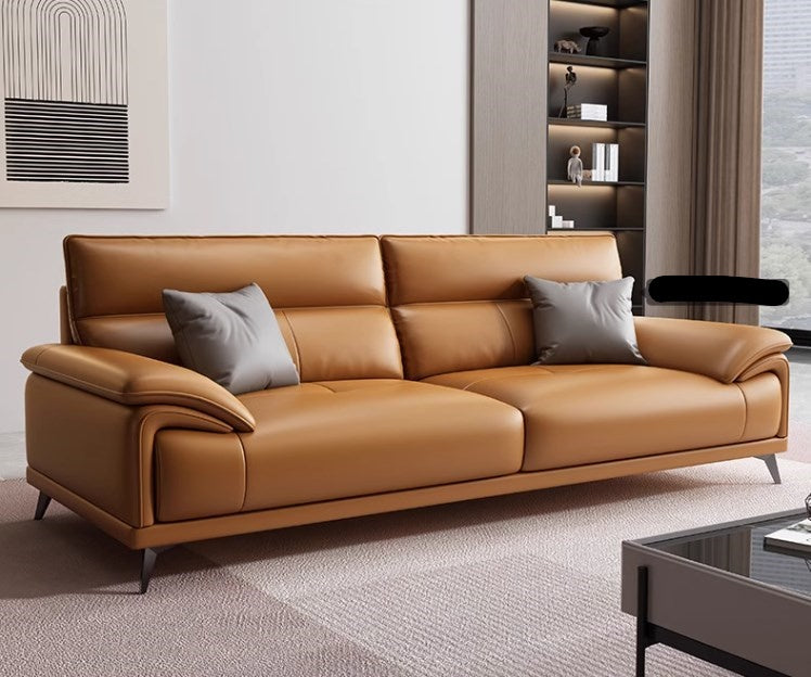 Luxurious Faux Leather Sofa with Pine Wood Frame & Cozy Down Filling Cushions for Living Room hzh-1365