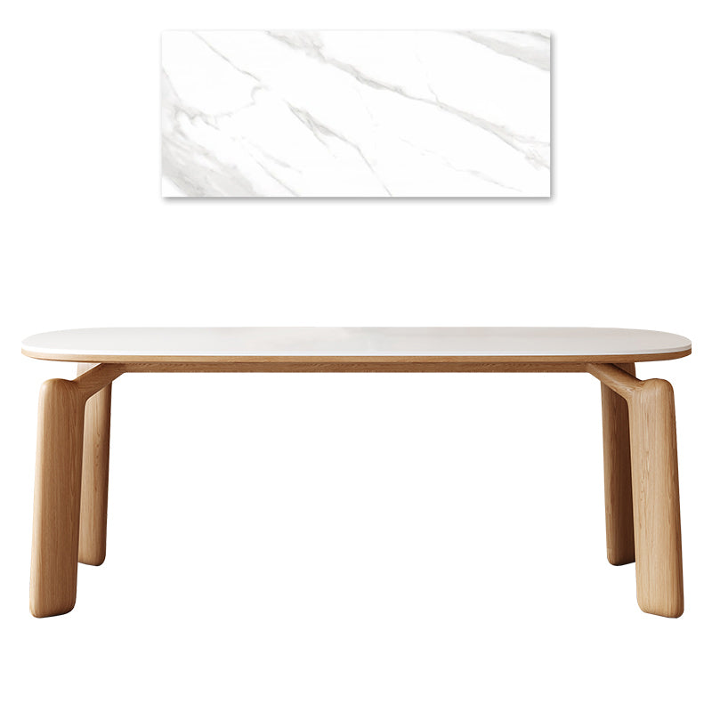 Modern Oval Dining Table with Marble Top & Ash Wood 4 Legs for 6-10 Seaters jh-264-na