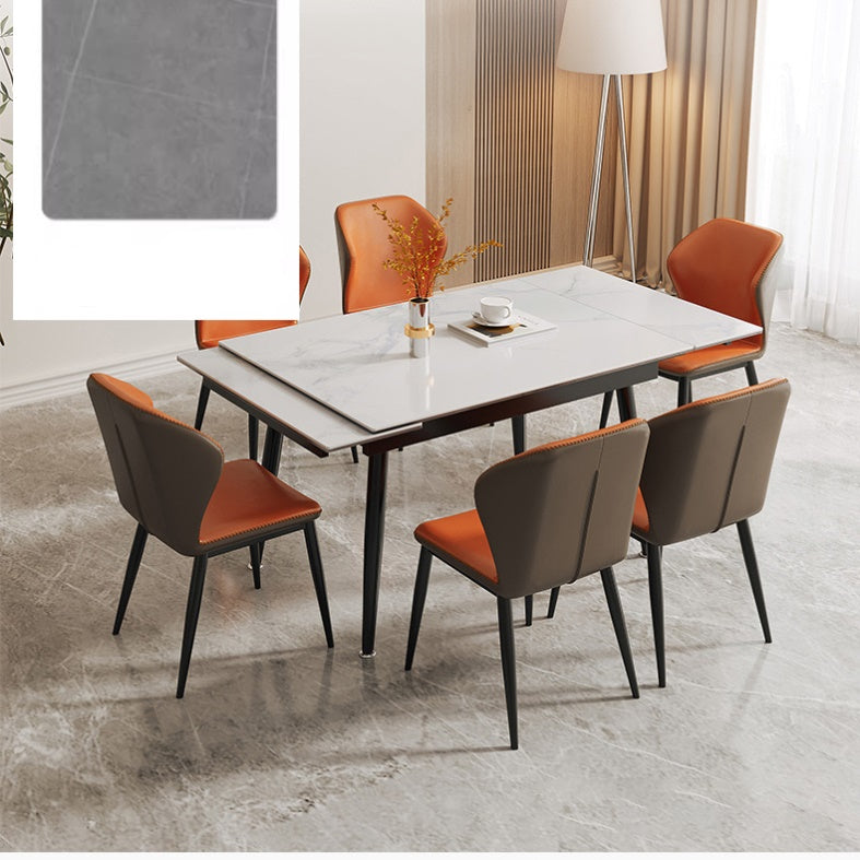 Extendable Rectangular Dining Table with Sintered Stone Top for 6-8 Person fmbs-011