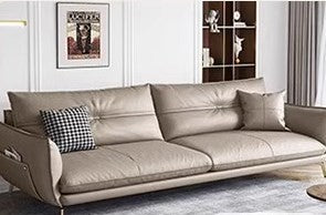 Luxurious Faux Leather Sofa in Multi-Color with Soft Cotton Cushions & Pine Wood Frame for Living Room hzh-1358