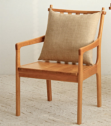 Modern Lounge Chair in Oak or Cherry Wood Choice with Cotton & Linen Cushion for Diningroom hldmz-722