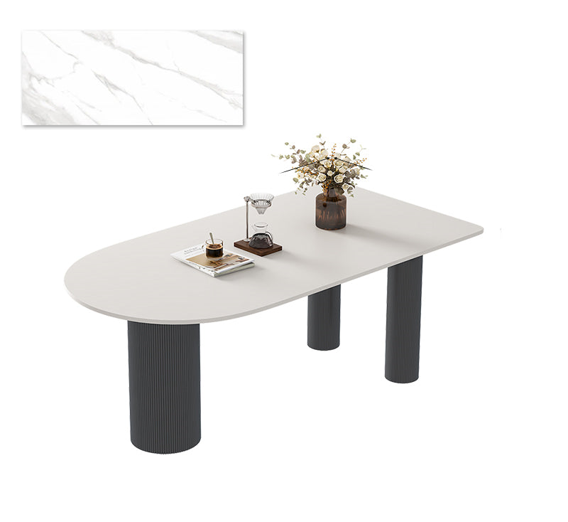 Luxurious Dining Table in White Oval Marble Top & 3 Metal Legs - Perfect for Your Dining Room msf-771