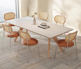 Modern Ash Wood Dining Table Rectangle Marble Top Perfect Design for 6-8 Person jh-059