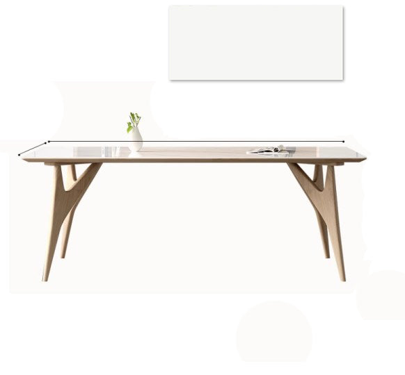 Minimalistic Rectangular Ash Wood Dining Table Sintered Stone Top for 6 People 4 Legs hagst-560