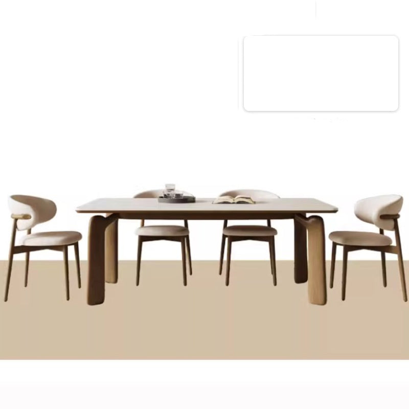 Minimalistic Rectangular Ash Wood Dining Table with Sintered Stone  for 6-8 Persons fsm-309