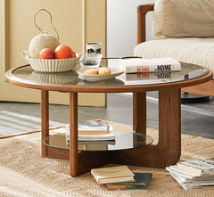 Black Walnut Round Coffee Table - Elegant and Durable Centerpiece for Your Living Room ps-081