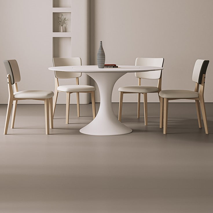 Minimalistic Marble Dining Table Round with Pedestal for Diningroom qc-wy-905