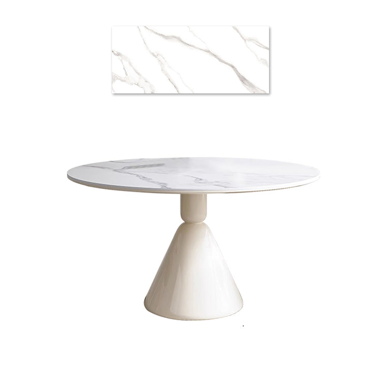 Minimalistic Round Marble Dining Table - Carbon Steel Pedestal Perfect for Diningroom jh-268