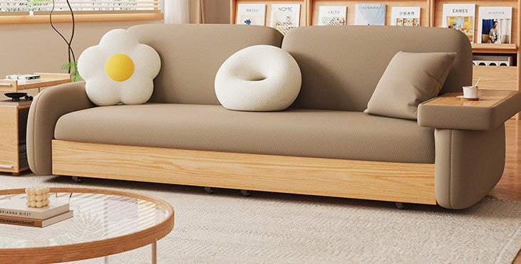 Stylish Sofa with Natural Beige and Brown Tones Featuring Oak Wood Frame & Coir Padding fxl-965