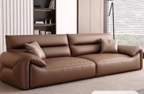 Luxurious Dark Brown Faux Leather 3-Seater Sofa with Sturdy Pine Wood Frame - Modern & Durable Design hzh-1355