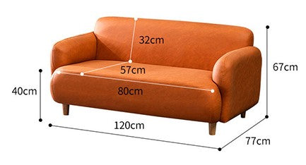 Modern Techno Fabric Sofa Set in Orange, Off-White, Dark Blue, and Green with Elegant Wood Accents qm-1