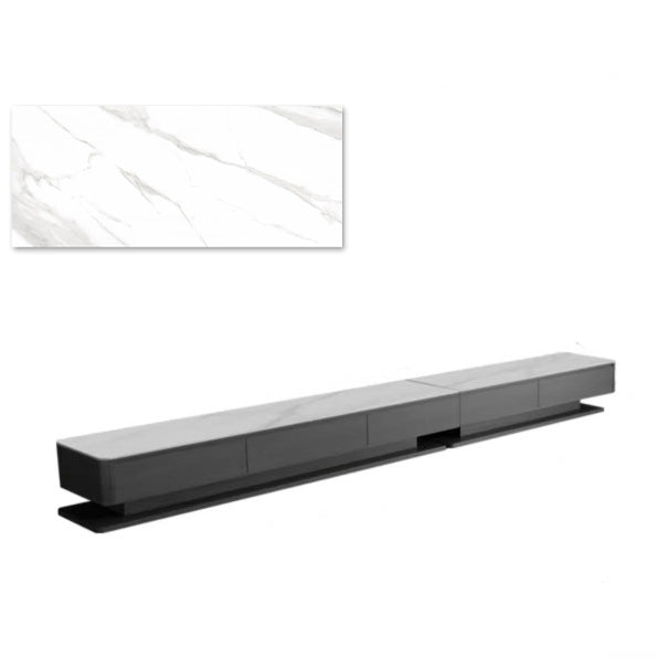 Modern Multi-Layer TV Cabinet with Sintered Stone Top and Pine Finish faml-302