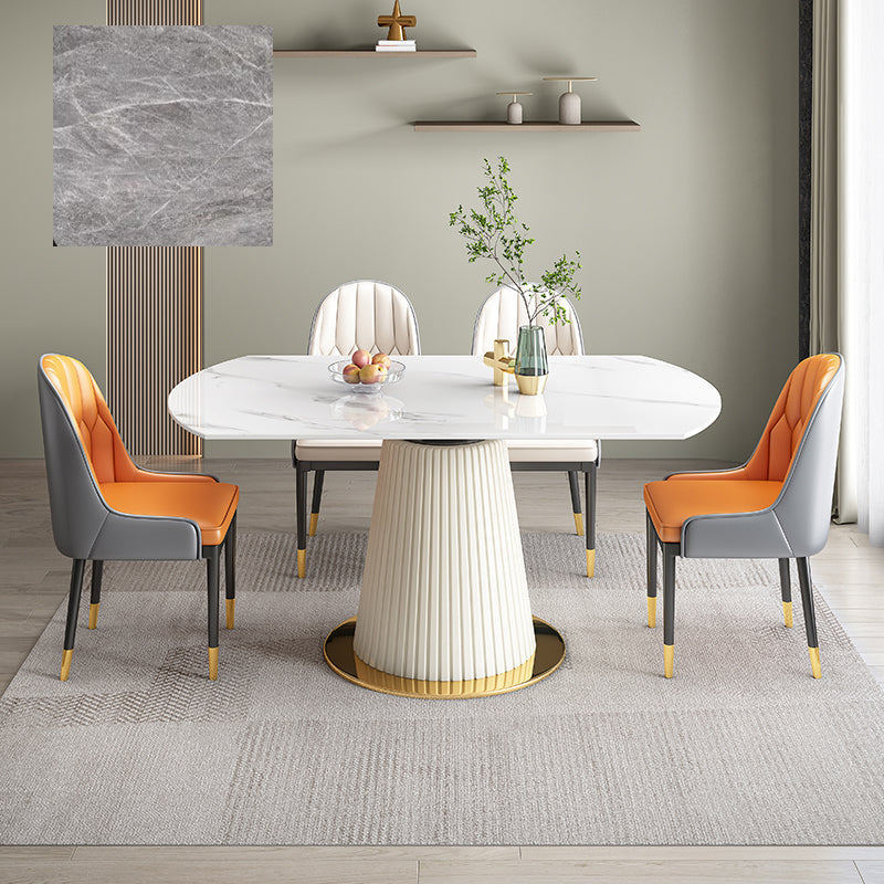 Modern Round Dining Table with Extendable Marble Top - Perfect for Your Dining Room qc-wy-1069-ty