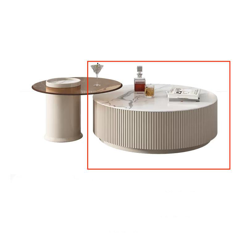 Modern Round Sintered Stone Coffee Table Set - Stylish with Storage for LIvingroom hjl-1209