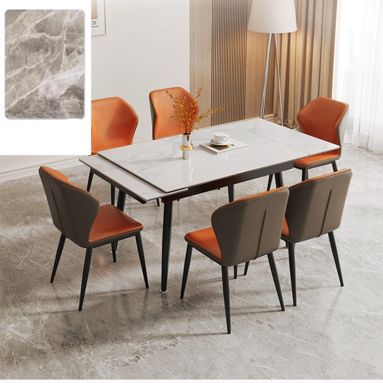 Extendable Rectangular Dining Table with Sintered Stone Top for 6-8 Person fmbs-011