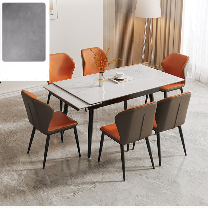 Extendable Rectangular Dining Table with Sintered Stone Top for 6-8 Person fmbs-011