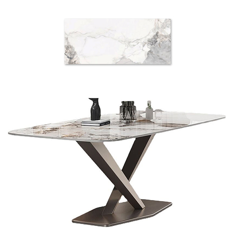 Luxurious Dining Table Rectangle Marble Top with X-Base – Perfect Decor for Diningroom jh-062