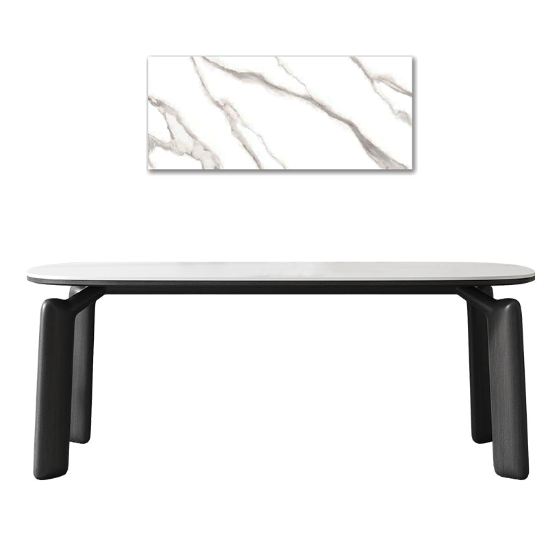 Oval Dining Table Marble Top & Ash Wood Frame for 6-8 Seaters - Modern Design jh-264-bn