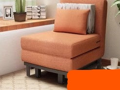 Stylish Orange and Blue Sofa with Dark Brown and Beige Accents - Premium Cotton-Linen Blend fyj-1254