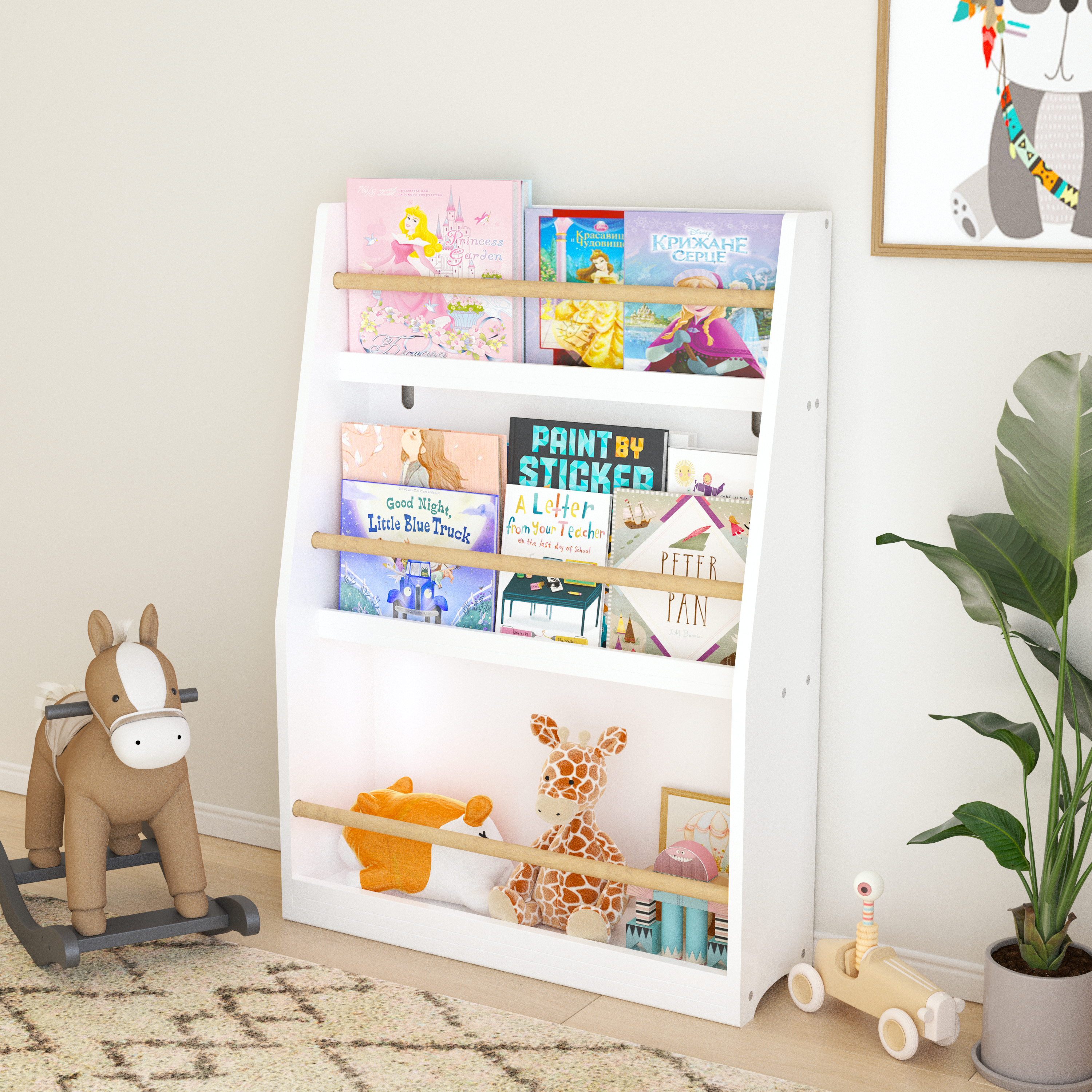 3 Tier Kids Book Shelf,Kids Book Rack, Helps Keep Bedrooms, Playrooms, and Classrooms Organized,White