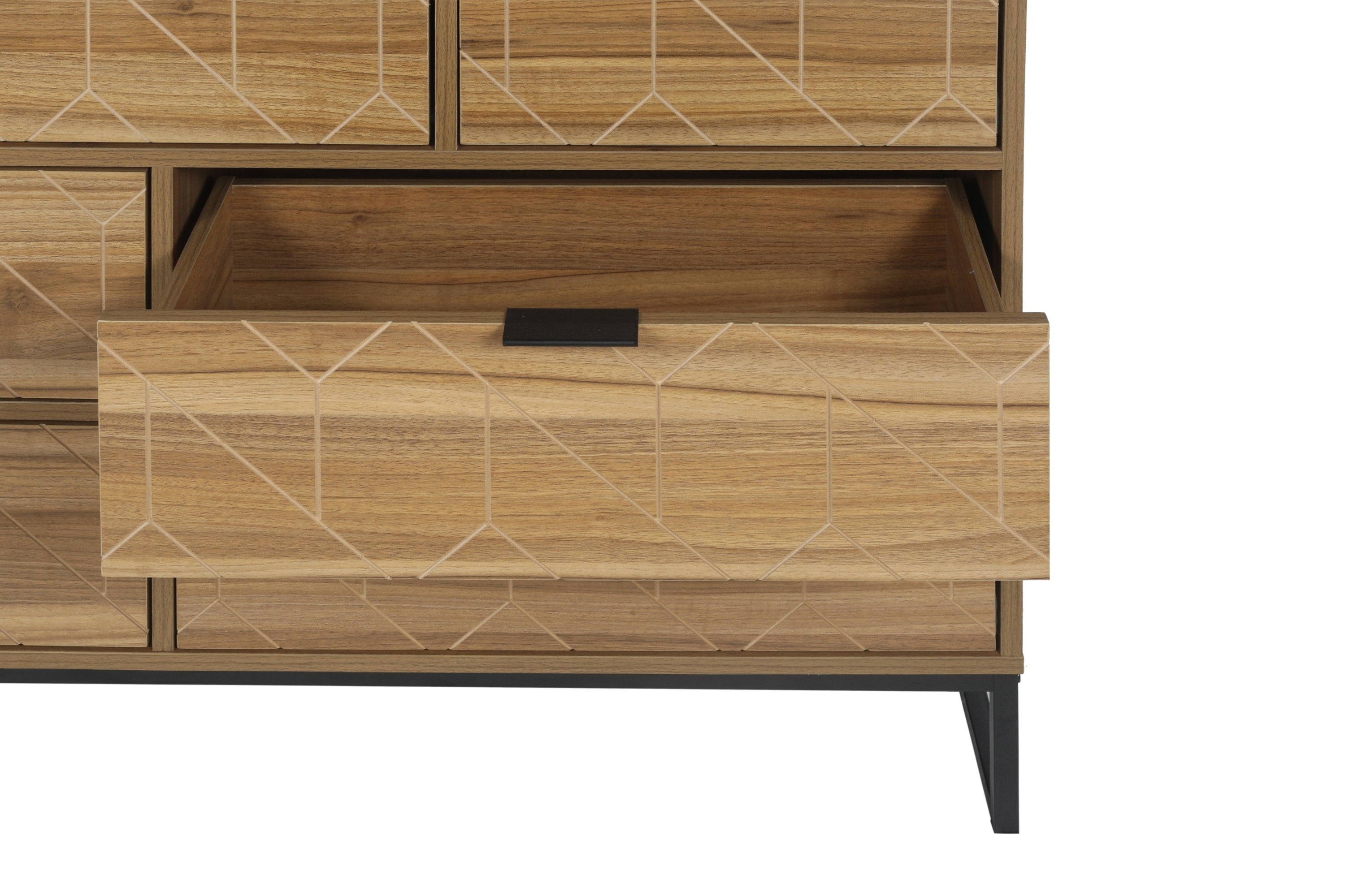 Modern 7 Drawer Dresser Wood Cabinet (Walnut)