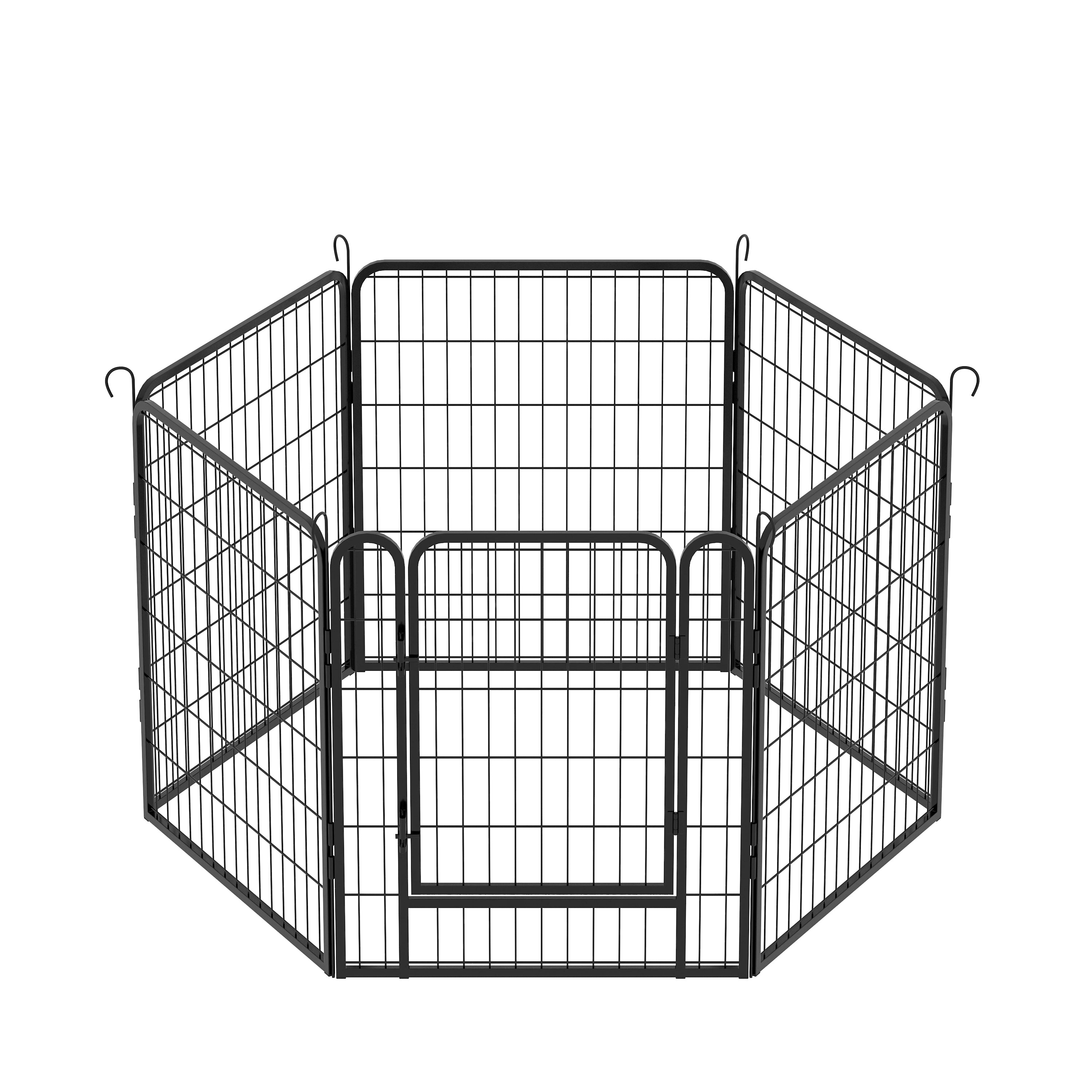6-Panel Heavy-Duty Dog Playpen, 31.7" Tall Foldable Pet Fence with Door