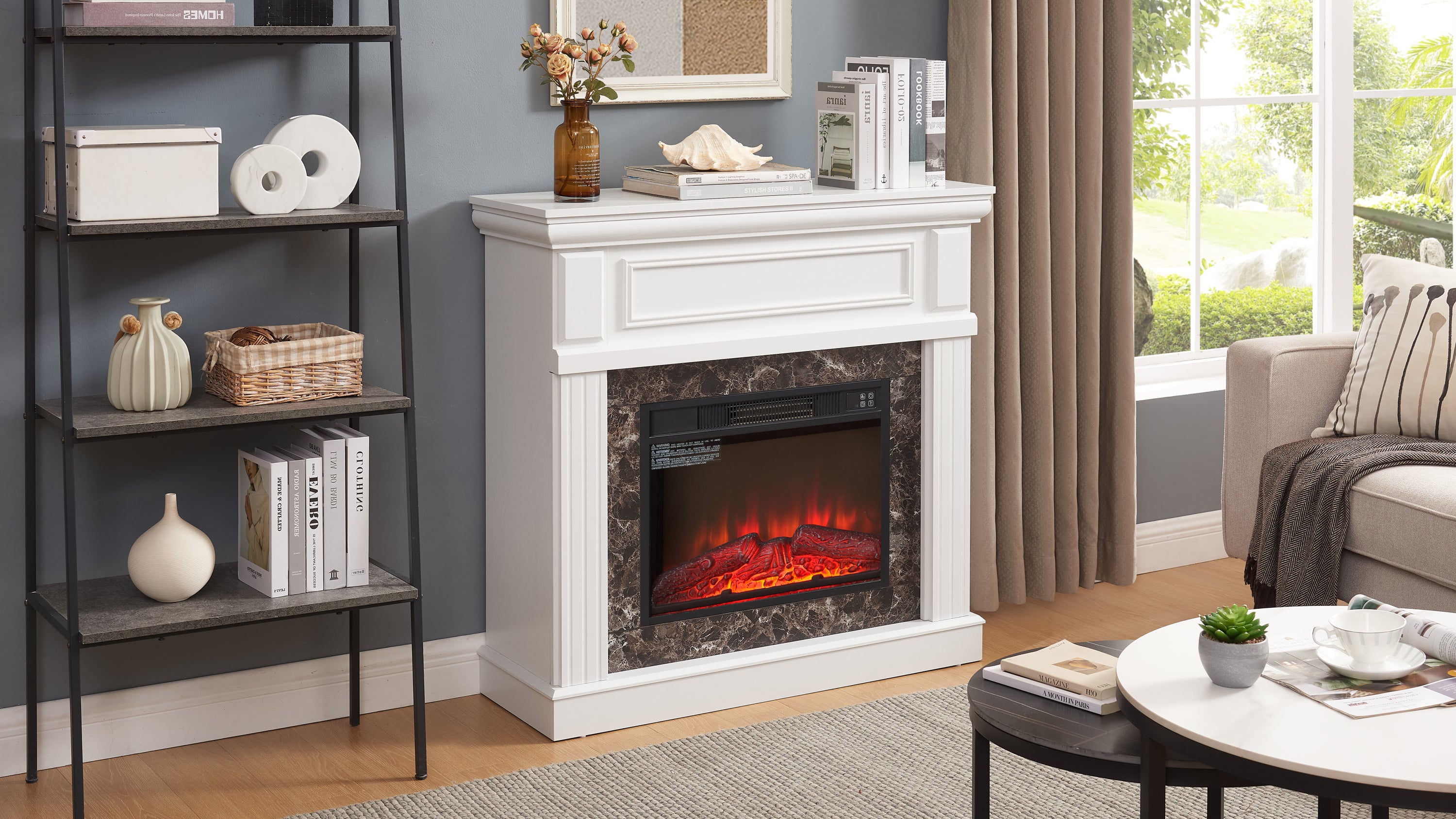 41.34" Electric Fireplace with Mantel & 23" Fireplace Insert, Adjustable Flame 41.34"W*14"D*40"H