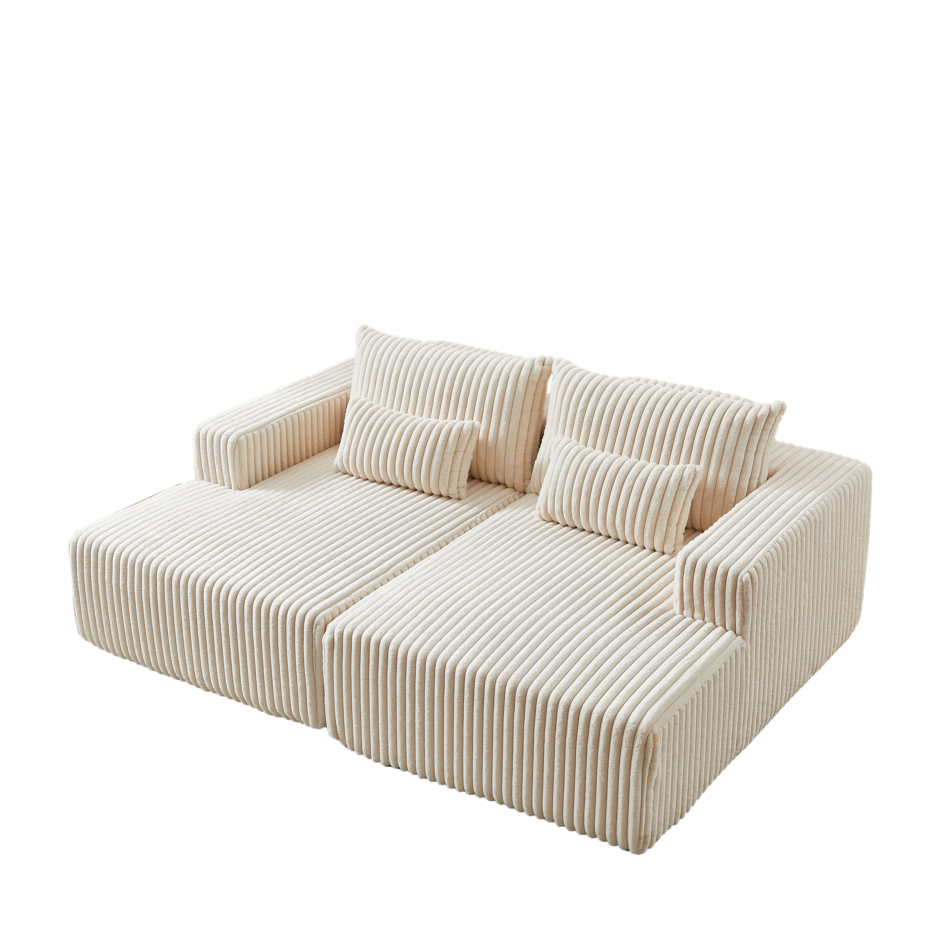 87" Oversized Sectional Lounge Chaise,No Assembly Required,Cloud Plush Loveseat with Reclining Sofa Bed,Fluffy Modern Sleeper Chair for Indoor Living Room Bedroom