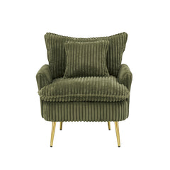 30.31 inch single chair Fashion sofa, green sofa, coarse corduroy fabric, soft and comfortable, suitable for apartment office living room bedroom meeting room