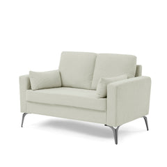 Loveseat Living Room Sofa,with Square Arms and Tight Back, with Two Small Pillows,Corduroy Beige