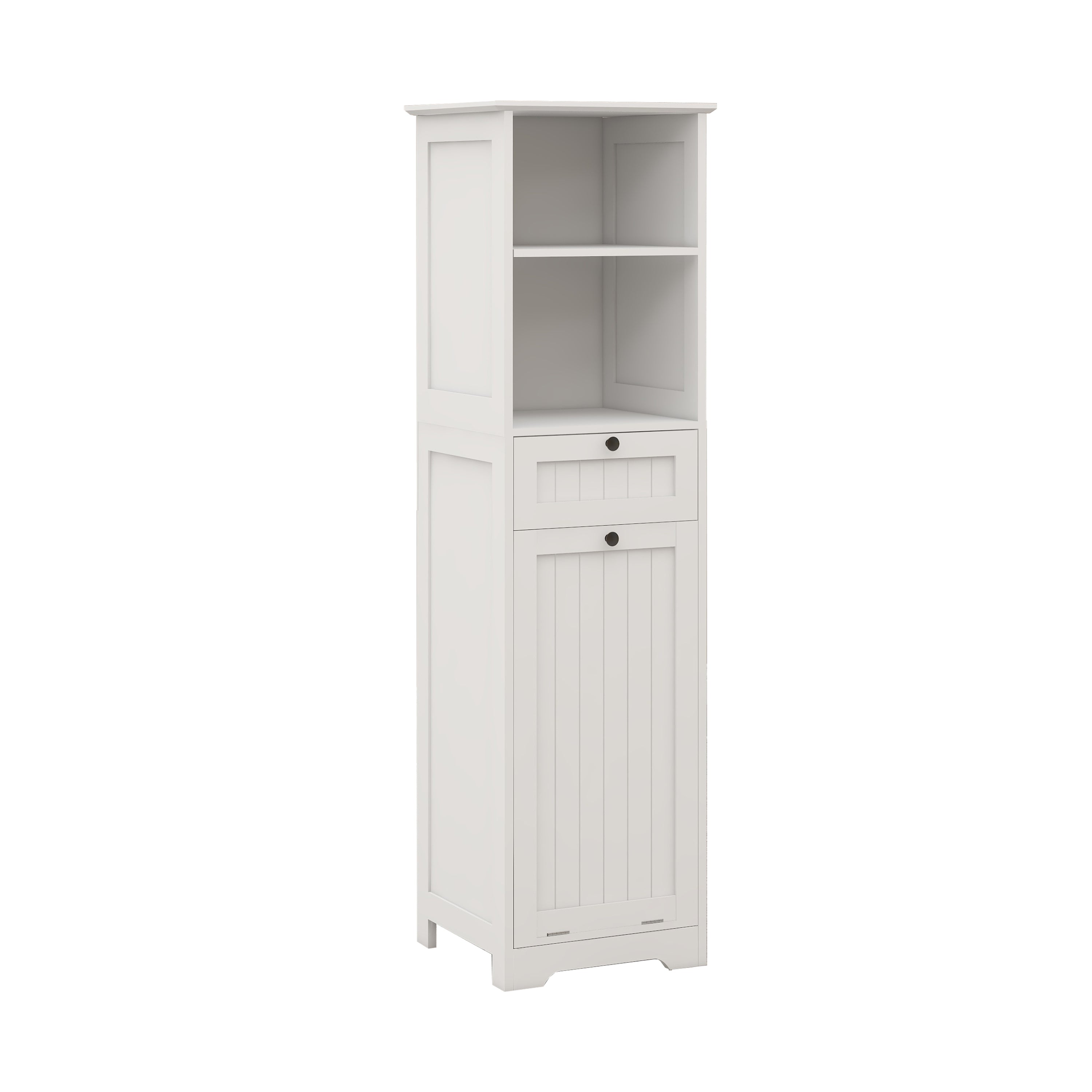 One-Compartment One-Drawer Tilt-Out Laundry Sorter Cabinet - White