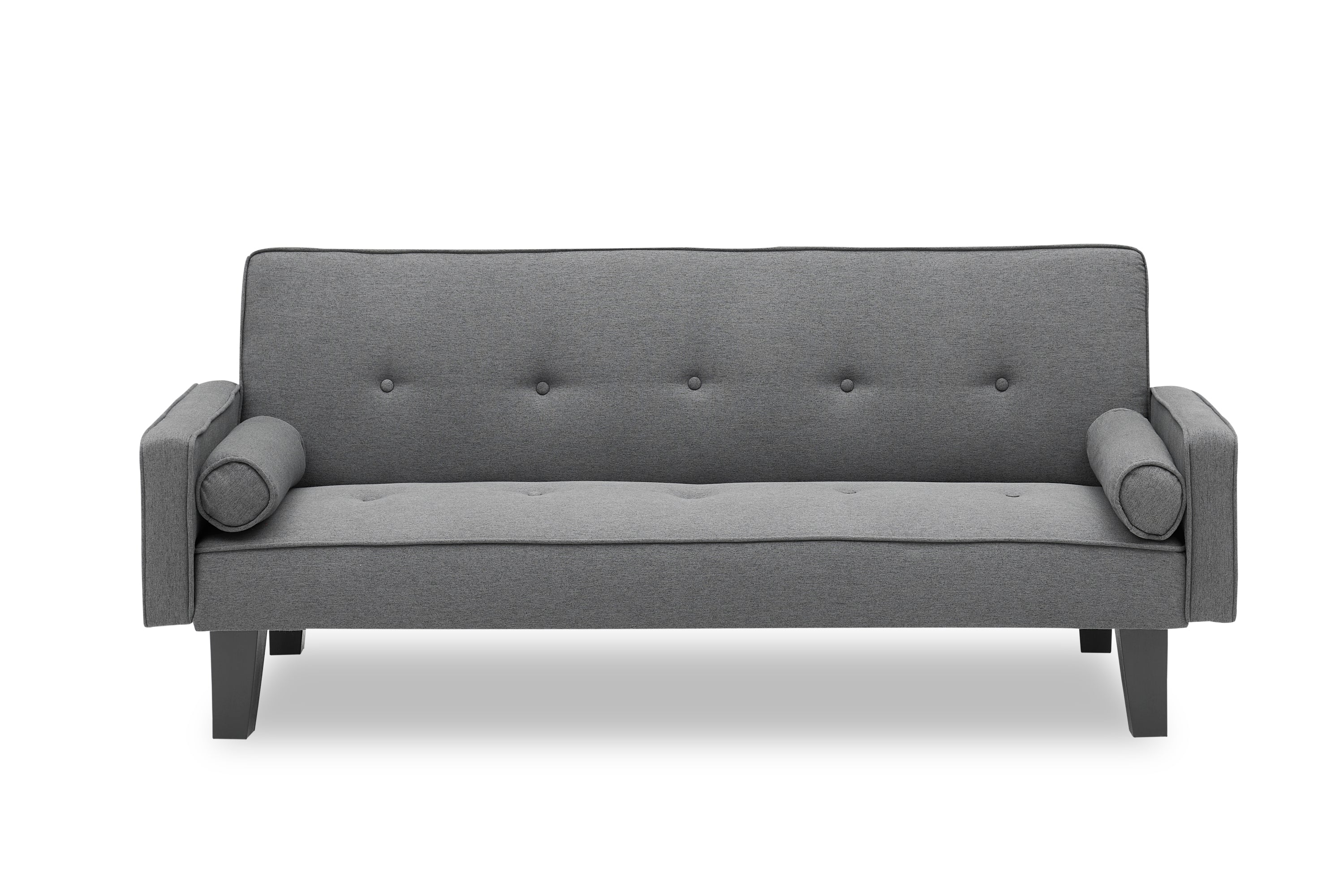 72" Dark Gray Cotton Linen Sofa Bed with Two Pillows Suitable for Living Room