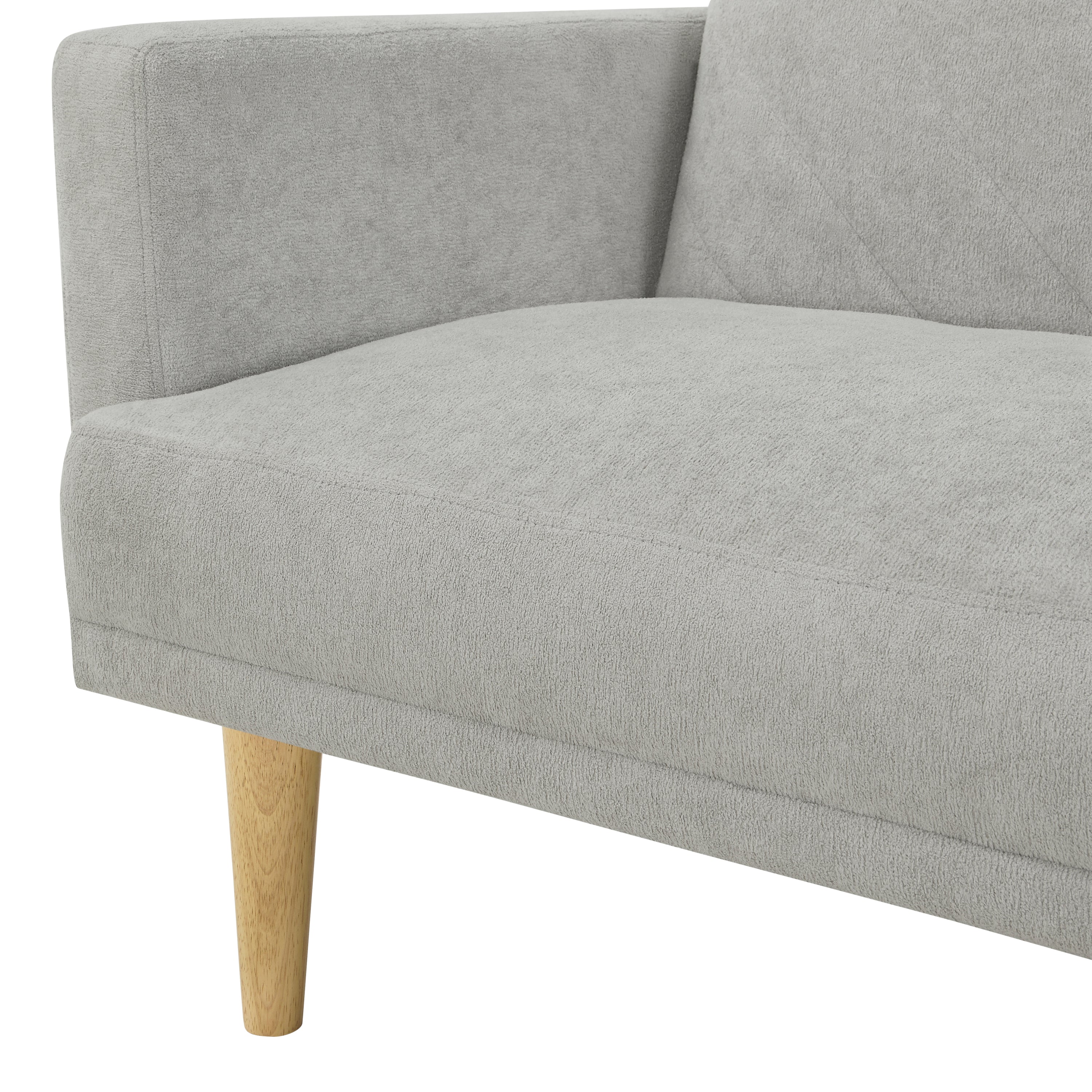 Convertible Futon Sofa Bed with Wood Legs, Yellow Fabric