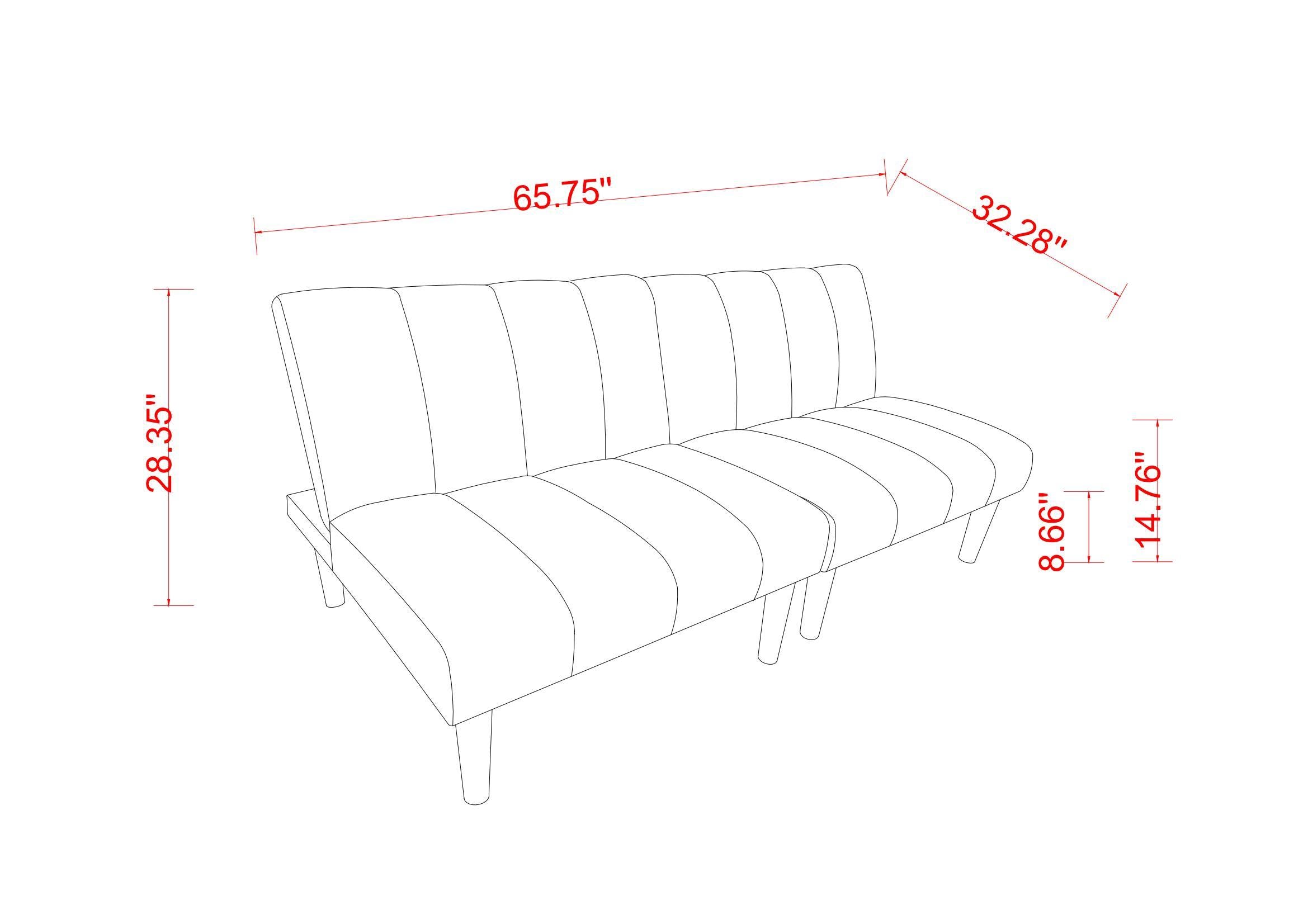 Corduroy fabric, wooden legs convertible sofa bed (Color:Blue)