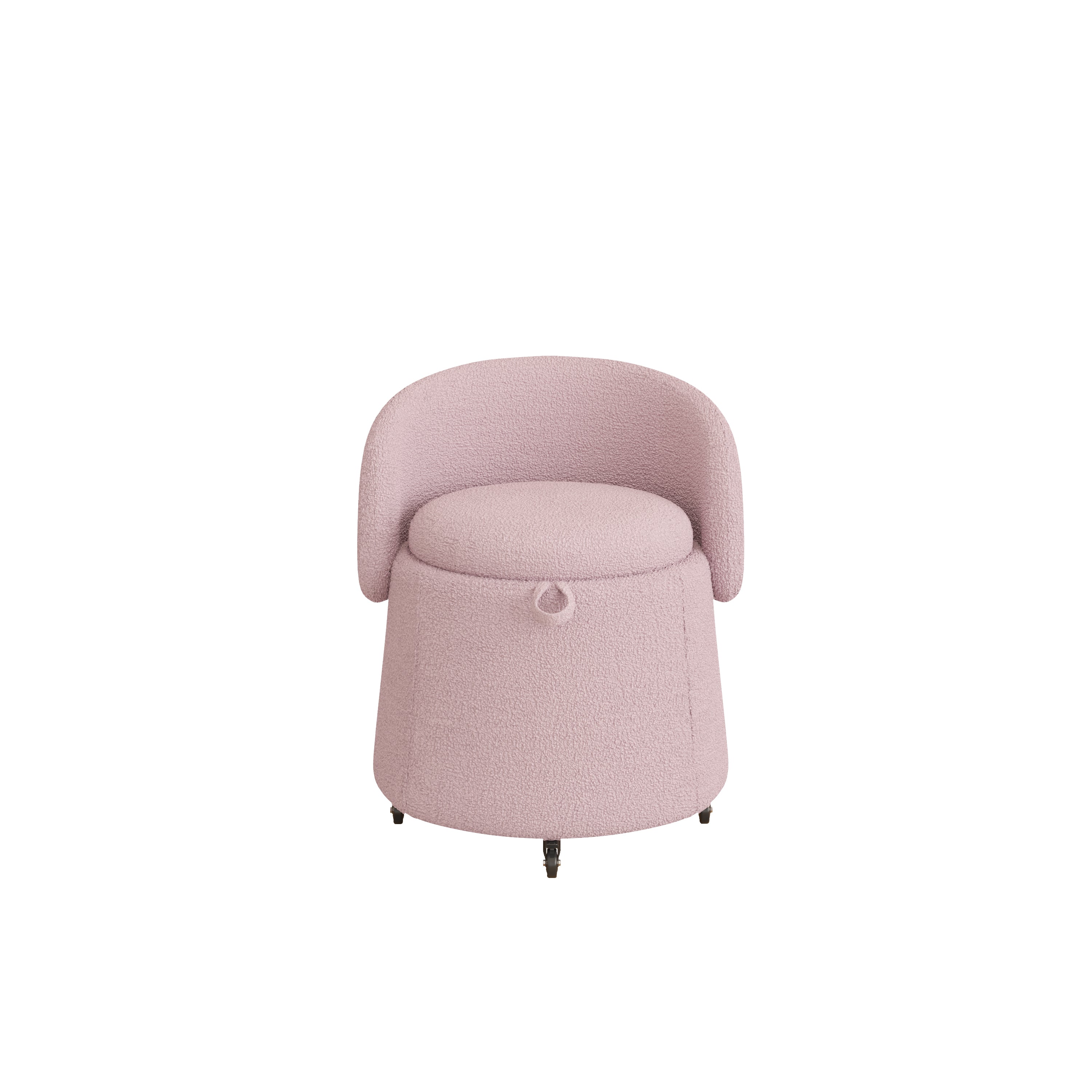 23" Movable Pink Storage Chair - Multi-Functional Design in Teddy Fleece for Stylish Bedroom & Living Room