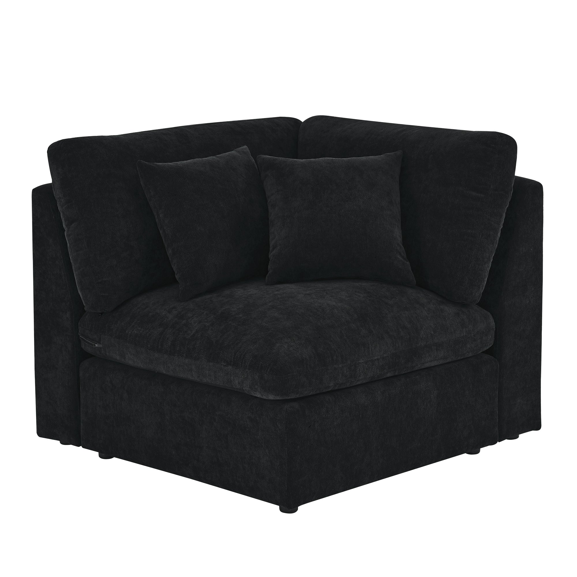 6-Seats Modular L-Shaped Sectional Sofa with Ottoman,10 Pillows, Oversized Upholstered Couch w/Removabled Down-Filled Seat Cushion  for Living Room, Chenille Black