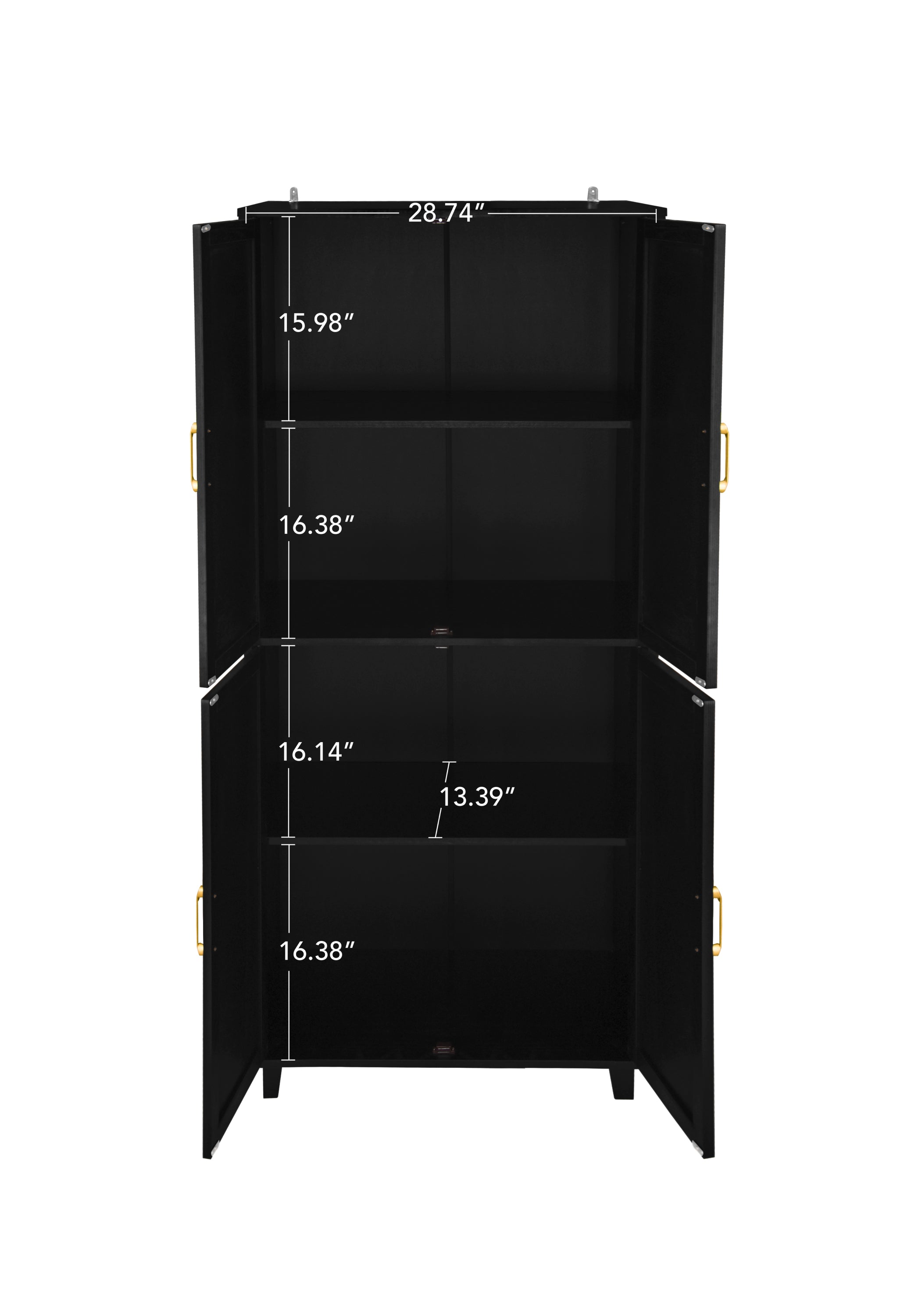 4 Door Cabinet, with 4 Adjustable Inner Shelves, Storage Cabinet