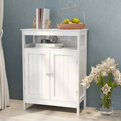 Modern White Bathroom Standing Storage Cabinet With Double Doors for Storage