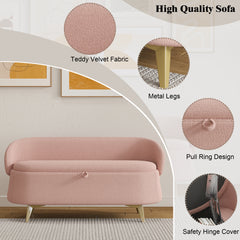 Multi-Functional 50" Pink Sofa with Storage in Teddy Fleece - Multi-Functional Design for Living Room